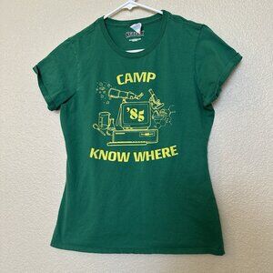 Authentic Stranger Things Camp Know Where '85 T-Shirt women Medium Green netflix